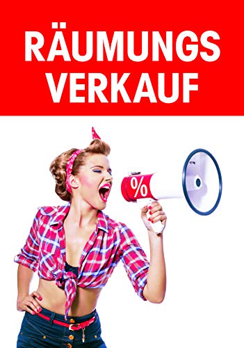 Rahmenplakat/Poster für Sale und Rabattaktionen - Über 27 verschiedene Varianten - DIN A1 Rahmen (Megafon Räumungsverkauf) von Agentur Werner Kuhlins