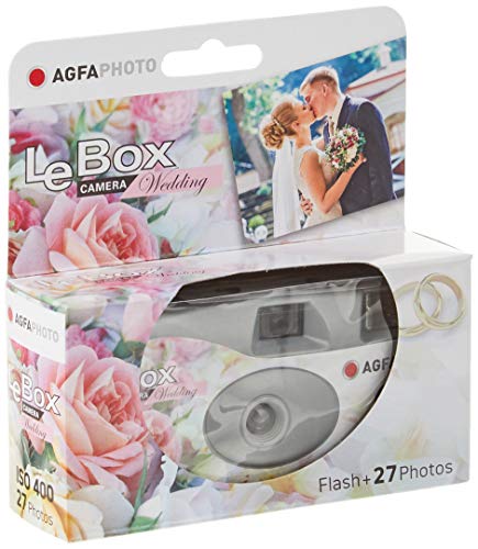 AGFA Photo 601025 - LeBox Wedding Einwegkamera, 27 Fotos, 31 mm optisches Objektiv - Grau von AgfaPhoto