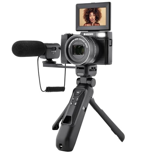AGFA Photo – All-in-one-Vlogging-Set: Kamera VLG-4K Optical, Powerbank-Stativ, Fernbedienung, Mikrofon und Micro-SD-Karte (32 GB) – Verewigen Sie Ihre besonderen Momente stilvoll in 4K! - Schwarz von AgfaPhoto
