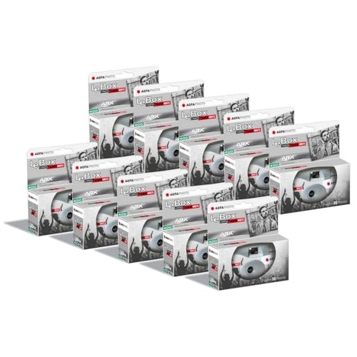 AGFA Photo Pack 10 x 601026 – Einwegkamera LeBox Black&White, 27 Fotos, optisches Objektiv 31 mm – Grau AGFA Photo Pack 10 x 601026 – Einwegkamera LeBox Black&White, 27 Fotos, optisches Objektiv 31 mm – Grau von AgfaPhoto