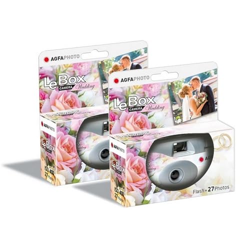 AGFA Photo Pack 2 x 601025 – Einwegkamera LeBox Wedding, 27 Fotos, optisches Objektiv 31 mm – Grau von AgfaPhoto