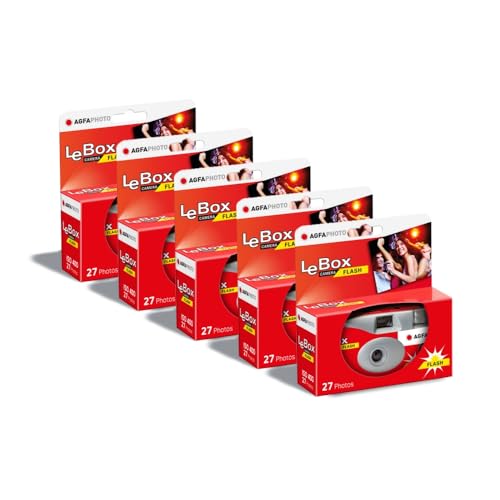 AGFA Photo 601020 LeBox Flash, Einwegkamera, 27 Fotos, optisches Objektiv 31 mm, Grau und Rot, 5er AGFA Photo 601020 LeBox Flash, Einwegkamera, 27 Fotos, optisches Objektiv 31 mm, Grau und Rot, 5er von AgfaPhoto