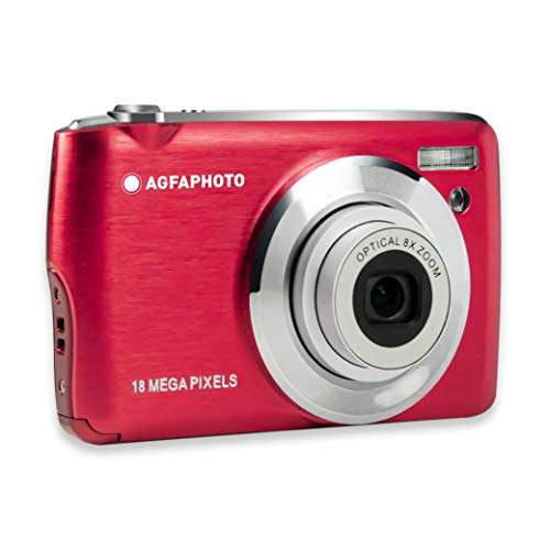 AGFAPHOTO Realishot DC8200 - Kompakte Digitalkamera (18 MP, 2,7"-LCD-Monitor, 8-facher optischer Zoom, Lithium-Akku, 16GB SD-Karte) Rot von AgfaPhoto