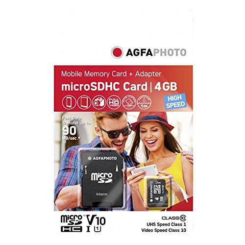 Agfa 10578 Photo Mobile Micro-SDHC 4GB C10 UHS-1 High Speed mit SD-Adapter von AgfaPhoto