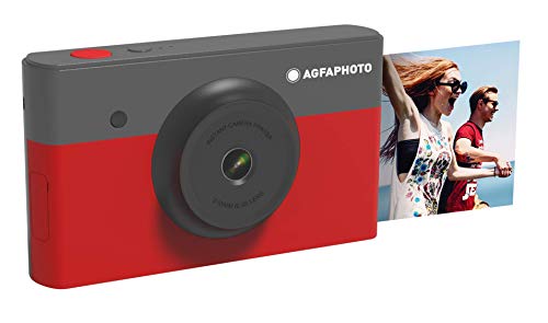 AgfaPhoto AGFA Foto, Realipix Mini S – Sofortbildkamera (Foto 5,3 x 8,6 cm – 2,1 x 3,4 Zoll, 10 MP, LCD-Display 1,7 Zoll, Bluetooth, Lithium-Akku, Thermosublimation 4-Pass) Schwarz & Rot von AgfaPhoto