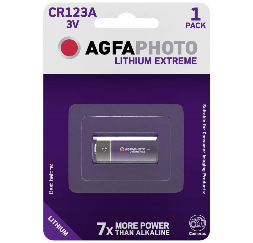 AgfaPhoto AgfaPhoto CR123 Fotobatterie CR-123A Lithium 1300 mAh 3 V 1 St. Fotobatterie, (3.00 V) von AgfaPhoto