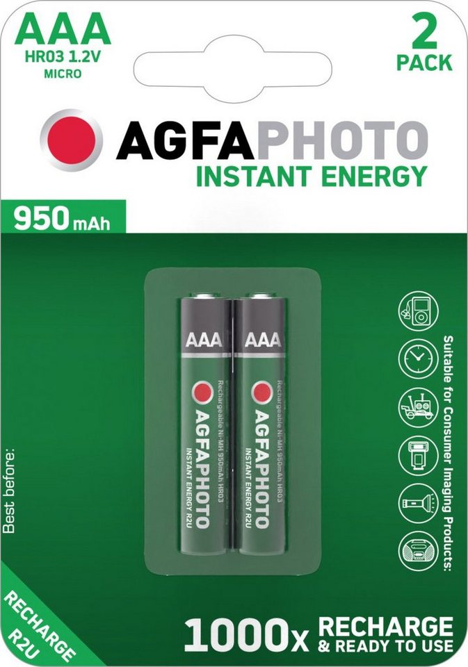 AgfaPhoto Agfaphoto Akku NiMH, Micro, AAA, HR03, 1.2V/950mAh Instant Energy, Pr Akku von AgfaPhoto