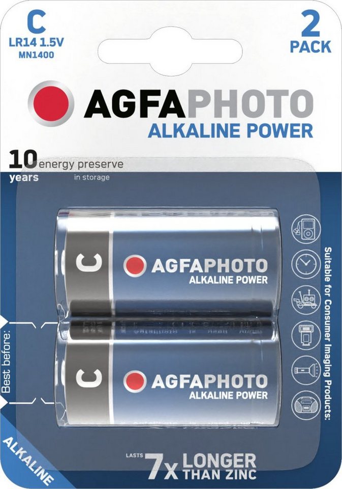 AgfaPhoto Agfaphoto Batterie Alkaline, Baby, C, LR14, 1.5V Power, Retail Bliste Batterie von AgfaPhoto