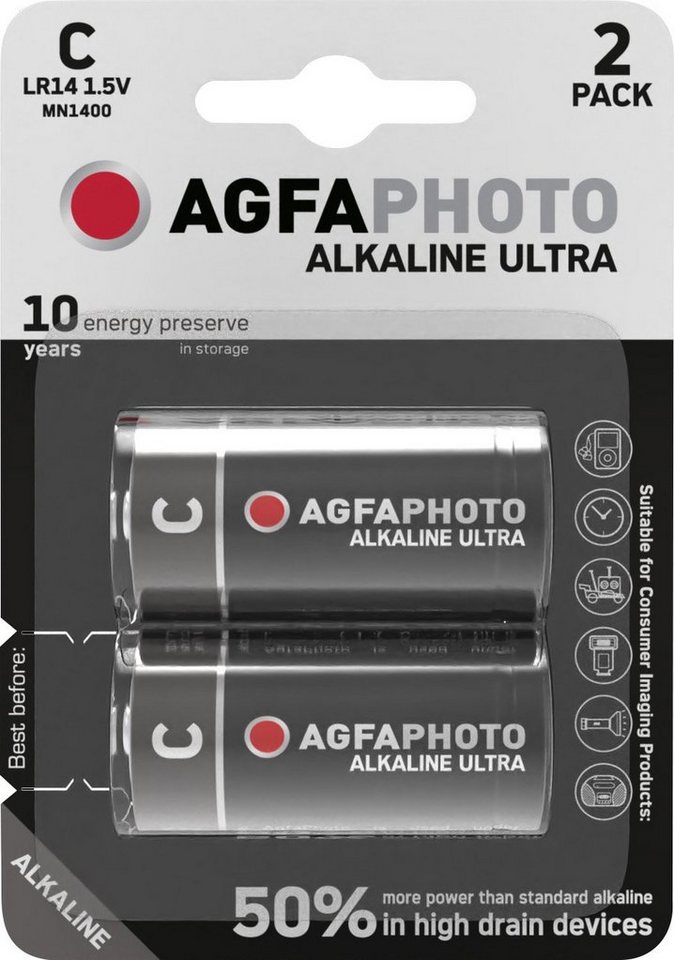 AgfaPhoto Agfaphoto Batterie Alkaline, Baby, C, LR14, 1.5V Ultra, Retail Bliste Batterie von AgfaPhoto