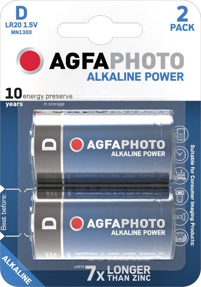 AgfaPhoto Agfaphoto Batterie Alkaline, Mono, D, LR20, 1.5V Power, Retail Bliste Batterie von AgfaPhoto