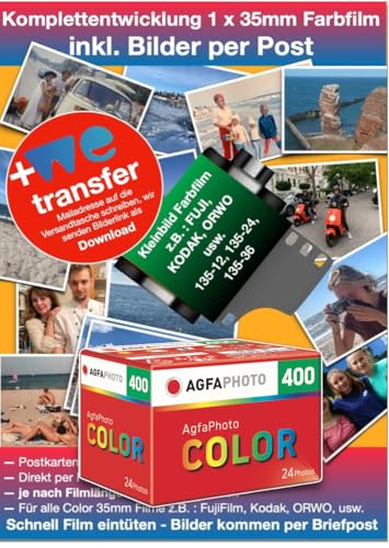AgfaPhoto Color Kleinbildfilm 400 ASA 24 Bilder mit Komplettentwicklung Papier Fotos+Negative per Briefpost Bild Daten per WE Transfer - Worldwide Shipping - inlc. Versandkosten von AgfaPhoto