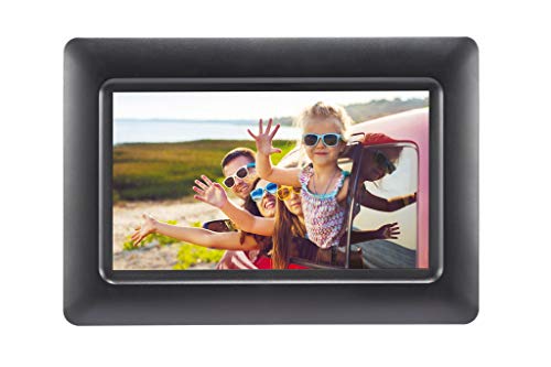 AgfaPhoto Foto Realiview APF700 – Digitaler Bilderrahmen 7 Zoll (LED 1024 x 600, Fotoanzeige, Uhr, Kalender, programmierbar) schwarz von AgfaPhoto