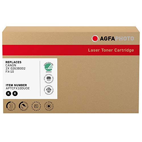 AgfaPhoto Laser Toner ersetzt Canon 2X 0263B002; FX-10, 2X 2.000 Seiten, 2X schwarz (für die Verwendung in Canon L100) von AgfaPhoto