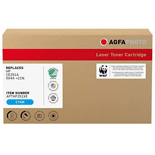 AgfaPhoto Laser Toner ersetzt HP CE251A; 504A +21 Prozent, 8500 Seiten, cyan-blau (für die Verwendung in HP CLJ CP 3525) von AgfaPhoto