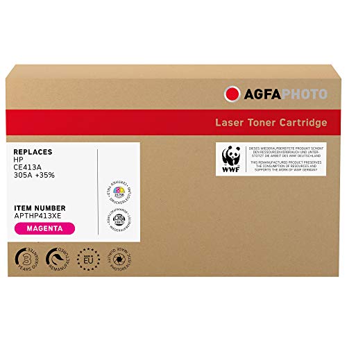 AgfaPhoto Laser Toner ersetzt HP CE413A; 305A +35%, 3500 Seiten, Magenta-rot (für die Verwendung in HP LJ Pro 300) von AgfaPhoto