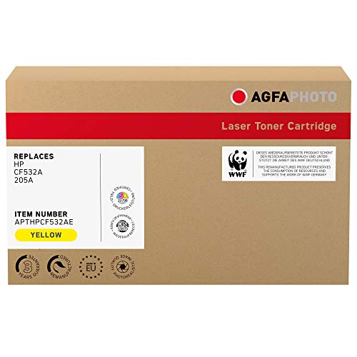 AgfaPhoto Laser Toner ersetzt HP CF532A; 205A, 900 Seiten, gelb (für die Verwendung in HP LJ Color Pro MFP M180) von AgfaPhoto