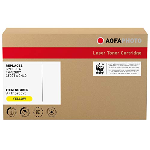 AgfaPhoto Laser Toner ersetzt Kyocera TK-5280Y; 1T02TWCNL0, 11000 Seiten, gelb (für die Verwendung in Kyocera Ecosys P6235) von AgfaPhoto