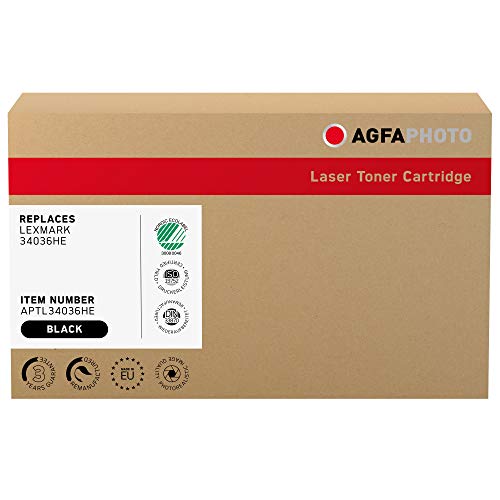 AgfaPhoto Laser Toner ersetzt Lexmark 34036HE, 6000 Seiten, schwarz (für die Verwendung in Lexmark Optra E232) von AgfaPhoto