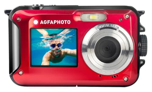 AgfaPhoto Photo Realishot WP8000 - wasserdichte Digitalkamera (24 MP, Full HD-Video, Dual-LCD-Bildschirm, 16-facher Digitalzoom, Digitaler Stabilisator, Lithium-Batterie) Rot von AgfaPhoto