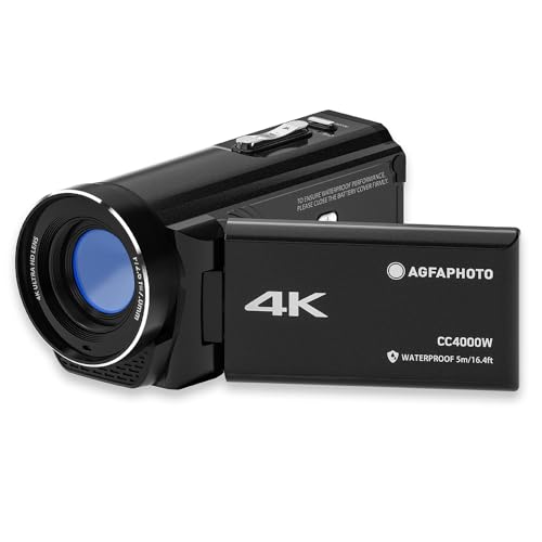 Agfa Photo Realimove CC4000W - Wasserdichter 4K-Camcorder mit 3-Zoll-Touchscreen, 18-facher Digitalzoom, Video 2.7K, Foto 24 MP, Fernbedienung, LED, Lithiumbatterie - Schwarz Agfa Photo Realimove CC4000W - Wasserdichter 4K-Camcorder mit 3-Zoll-Touchscreen, 18-facher Digitalzoom, Video 2.7K, Foto 24 MP, Fernbedienung, LED, Lithiumbatterie - Schwarz von AgfaPhoto