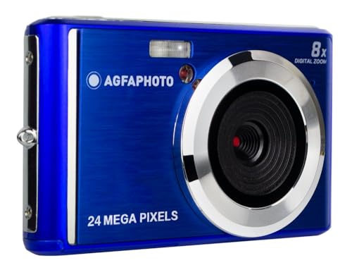 AgfaPhoto Realishot DC5500 Kompakt-Digitalkamera, 24 MP, 2,4 Zoll LCD, 8-facher Digitalzoom, Lithium-Akku, Blau von AgfaPhoto