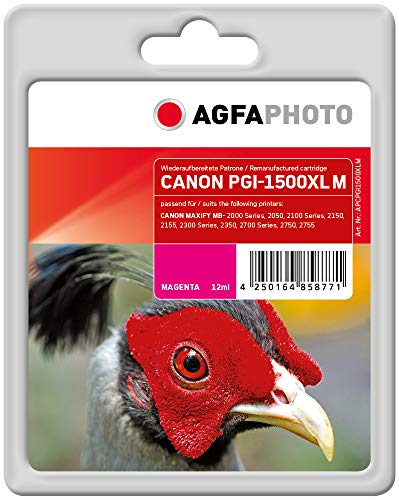 AgfaPhoto Tintenpatrone ersetzt Canon PGI-1500XL M, 9194B001, 780 Seiten, 12ml, Magenta/rot (für die Verwendung in Canon MAXIFY MB2050) von AgfaPhoto