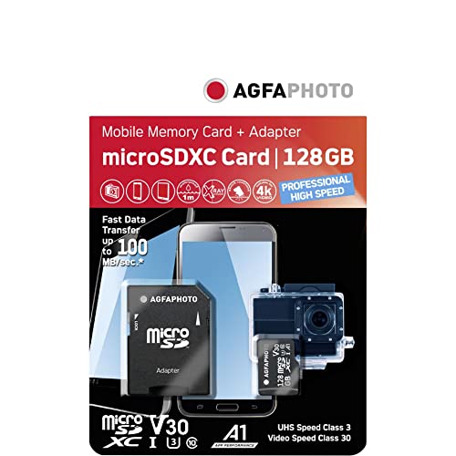 Agfaphoto 10613 Micro SDXC UHS-I Professional HIGH Speed U3 Speicherkarte microSDXC von AgfaPhoto