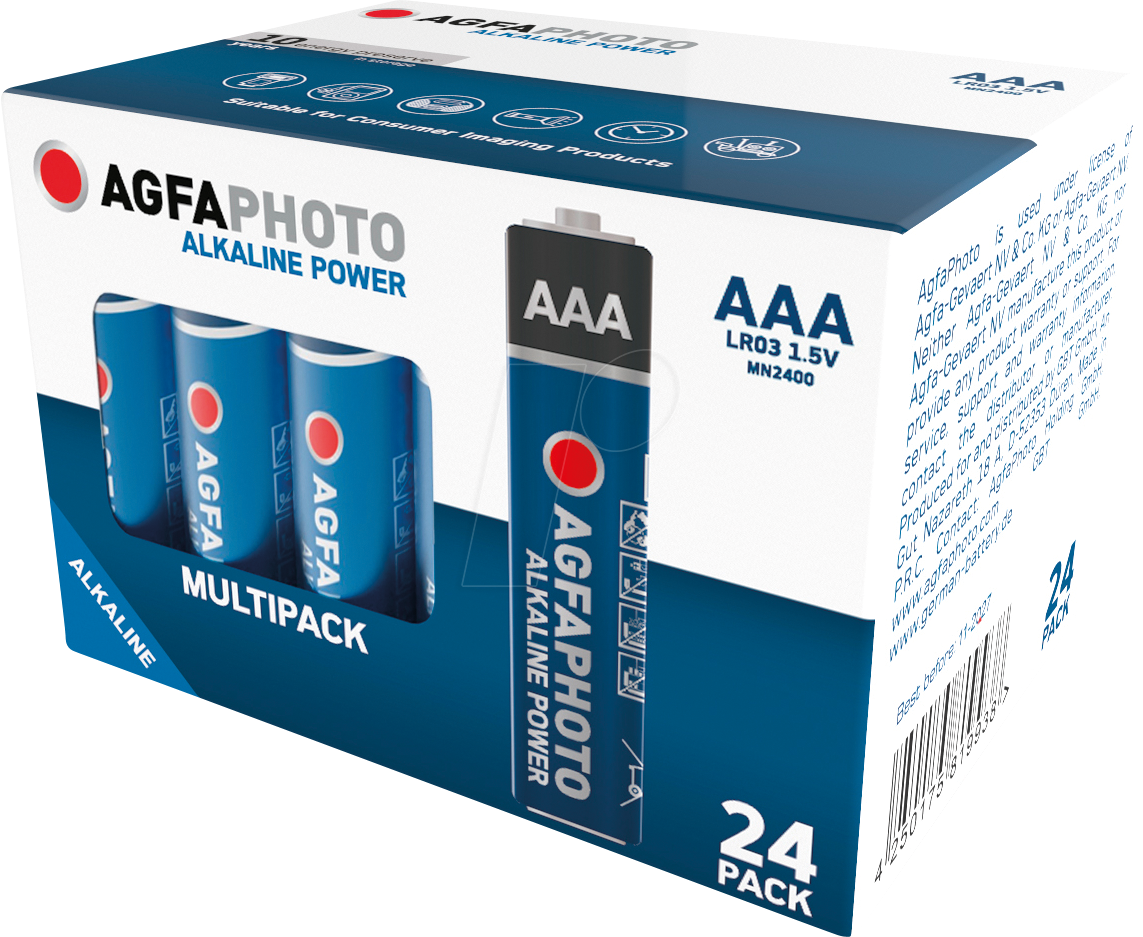 AGFA ALK AAA24 - Power, Alkaline Batterie, AAA (Micro), 24er-Pack von Agfaphoto