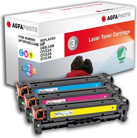 AgfaPhoto - 3er-Pack - Gelb, Cyan, Magenta - kompatibel - Tonerpatrone (Alternative zu: HP 131A, HP CF212A, HP CF213A, HP CF211A, Canon 731M, Canon 731Y, Canon 731C, HP U0SL1AM) - für Canon i-SENSYS MF623, MF628, MF8230, MF8280, HP LaserJet Pro 200 M251, 200 M276, MFP M276 von Agfaphoto