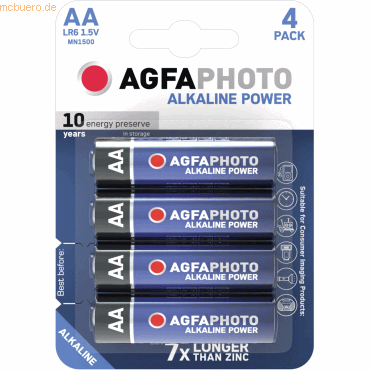 AgfaPhoto Batterie LR06 Mignon 110-802589 AA 1.5V 4 Stück AgfaPhoto Batterie LR06 Mignon 110-802589 AA 1.5V 4 Stück von Agfaphoto