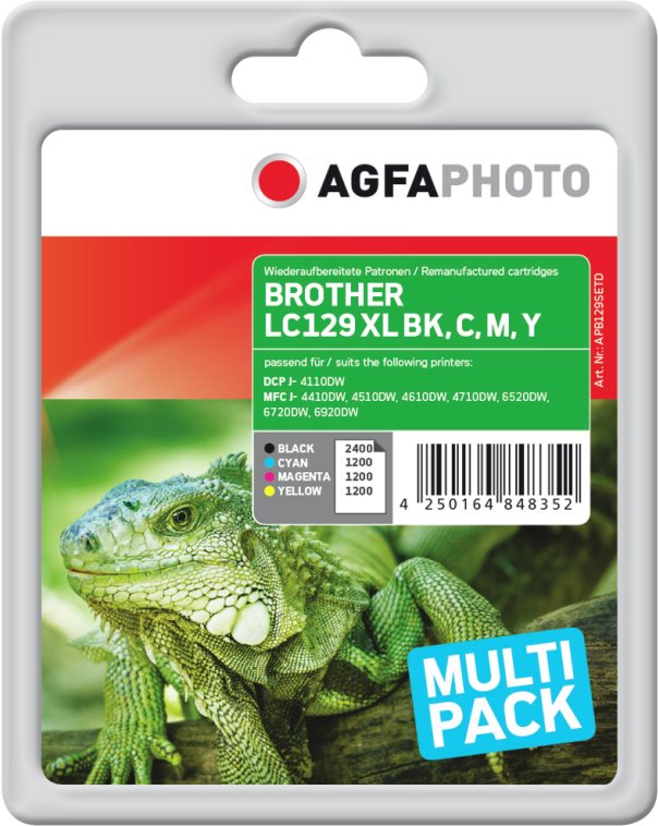 AgfaPhoto Multi pack - 4er-Pack - Schwarz, Gelb, Cyan, Magenta - kompatibel - wiederaufbereitet - Tintenpatrone - für Brother MFC-J6520DW, MFC-J6720DW, MFC-J6920DW von Agfaphoto