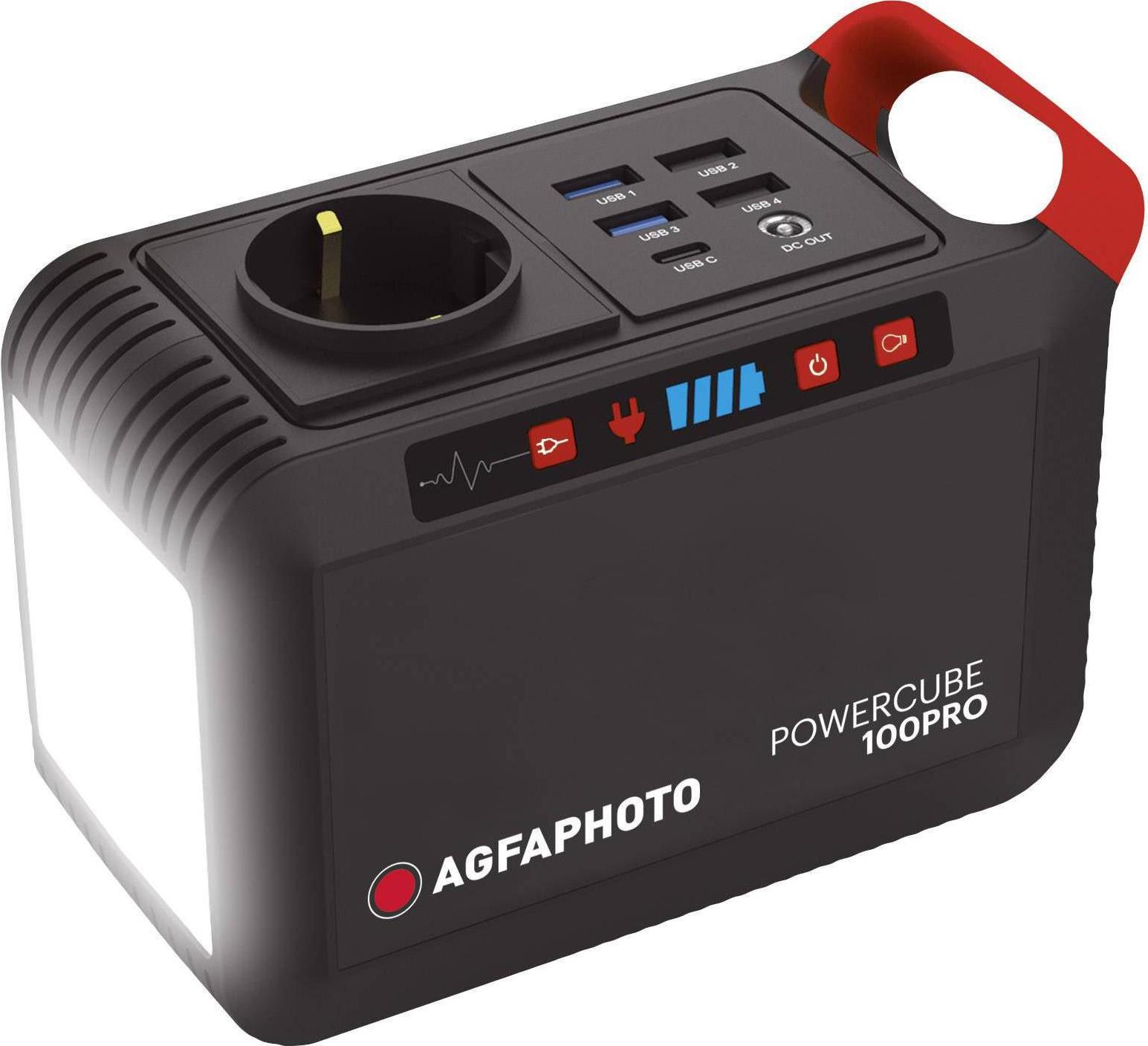 AgfaPhoto Powercube 100 Pro Powerstation Li-Ion Schwarz, Rot (717-854700) von Agfaphoto