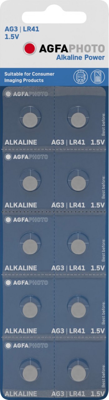 Agfaphoto Batterie Alkaline, Knopfzelle, LR41, V3GA, 1.5V Power, Retail Blister (10-Pack) von Agfaphoto