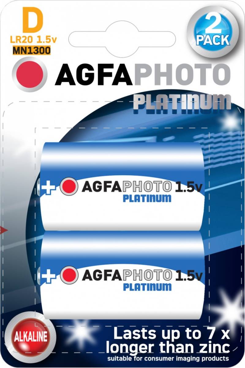 Agfaphoto Batterie Alkaline, Mono, D, LR20, 1.5V Power, Retail Blister (2-Pack) von Agfaphoto