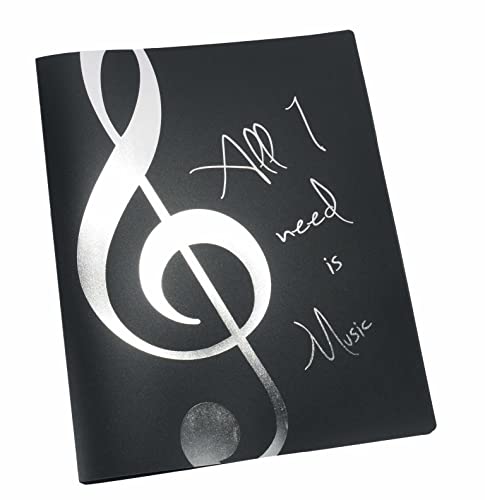 Ordner "All I need is Music" - schönes Geschenk für Musiker (silber) von Agifty