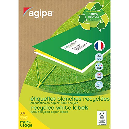 APLI 102645 Mehrzweck-Etiketten, 100% recycelt, 63,5 x 33,9 mm, 2400 Stück von Agipa