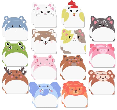 Colourful Cartoon Animals Notepads, Agoer Pack of 28 Small Sticky Notes Children, Funny Sticky Notes, Self-Adhesive Sticky Notes, Office Notes, Cut Stuff Sticky Notes for Gifts, Office, School, Home von Agoer