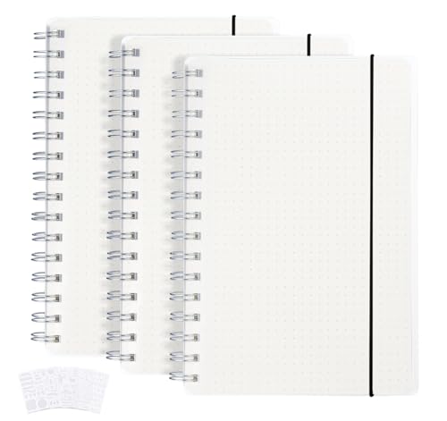Agoer 3er Pack Notizbuch Dotted A5 - Gepunktetes Bullet Grid Journal Dot Spiral (No Bleed) mit 5 DIY Schablonen, 480 Seiten, Dickes Papier 120 g/m² Dickes Gepunktete Papier, 5.7 x 8.3 Inch von Agoer