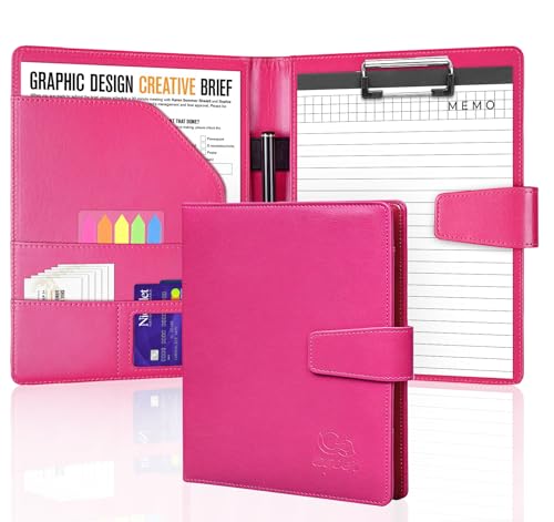 Schreibmappe A5 Klemmbrettmappe, Leder Konferenzmappe DIN-A5 mit Magnetverschluss, Schreibbrett Klemmbrett inklusive A5 Notizblock und Stift von Agoer