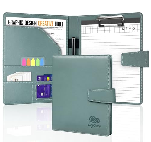 Agoer Schreibmappe A5 Klemmbrettmappe, Leder Konferenzmappe DIN-A5 mit Magnetverschluss, Schreibbrett Klemmbrett inklusive A5 Notizblock und Stift Agoer Schreibmappe A5 Klemmbrettmappe, Leder Konferenzmappe DIN-A5 mit Magnetverschluss, Schreibbrett Klemmbrett inklusive A5 Notizblock und Stift von Agoer