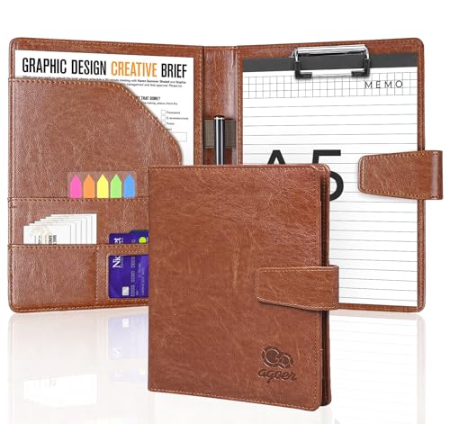 Agoer Schreibmappe A5 Klemmbrettmappe, Leder Konferenzmappe DIN-A5 mit Magnetverschluss, Schreibbrett Klemmbrett inklusive A5 Notizblock und Stift Agoer Schreibmappe A5 Klemmbrettmappe, Leder Konferenzmappe DIN-A5 mit Magnetverschluss, Schreibbrett Klemmbrett inklusive A5 Notizblock und Stift von Agoer