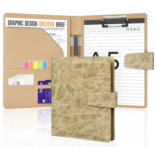 Schreibmappe A5 Klemmbrettmappe, Leder Konferenzmappe DIN-A5 mit Magnetverschluss, Schreibbrett Klemmbrett inklusive A5 Notizblock und Stift Schreibmappe A5 Klemmbrettmappe, Leder Konferenzmappe DIN-A5 mit Magnetverschluss, Schreibbrett Klemmbrett inklusive A5 Notizblock und Stift von Agoer
