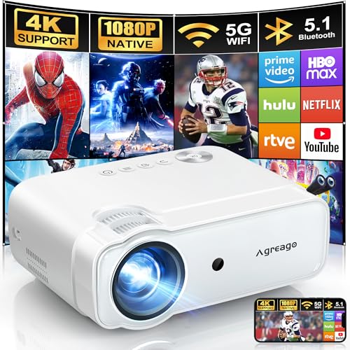 Agreago Native 1080P Beamer mit Display, 5G WiFi Bluetooth, 9000L 4K, kompatibel mit Handy-Projektor, Videoprojektor, kompatibel mit TV Stick/iOS/Android/Win/HDMI/USB Agreago Native 1080P Beamer mit Display, 5G WiFi Bluetooth, 9000L 4K, kompatibel mit Handy-Projektor, Videoprojektor, kompatibel mit TV Stick/iOS/Android/Win/HDMI/USB von Agreago