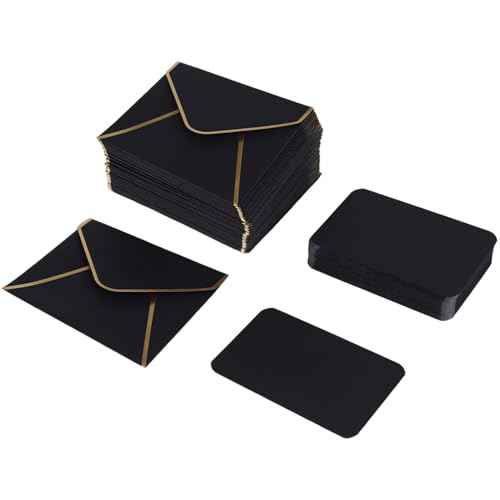 Agwuoetr 50 StüCke Mini UmschläGe Geschenk Karte UmschläGe UmschläGe für Personalisierte Geschenk Karten Hochzeits UmschläGe oder Tisch Karte Schwarz von Agwuoetr