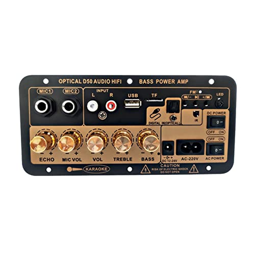 Agwuoetr Digitale Bluetooth-Stereo-VerstäRkerplatine Subwoofer Dual-Mikrofon Karaoke AutoverstäRker Lautsprecher EU-Stecker von Agwuoetr