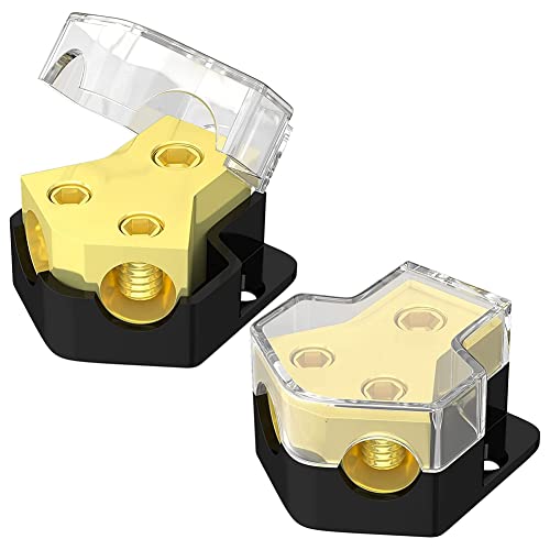 Agwuoetr Splitter Car Audio Splitter 2 Wege 0/2/4 Gauge In 4/6/8 Gauge Out Ground Distribution Block Amp von Agwuoetr