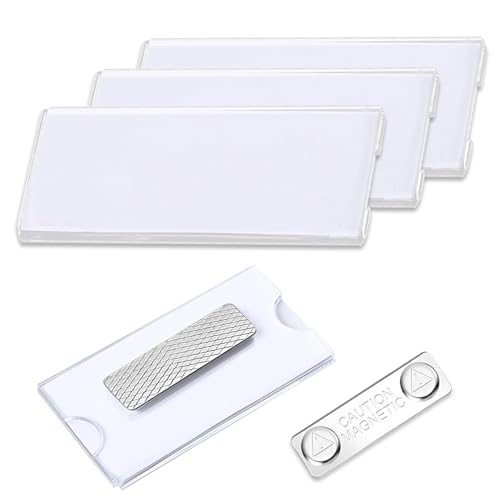 3 Stücke Namensschild Magnetisch Namensschilder Selbstklebend Magnet Namensschilder für Kleidung Namensschild Kleidung Transparent Geeignet für Arbeit Und Schule(7,5 X 4 cm) von AhLmA