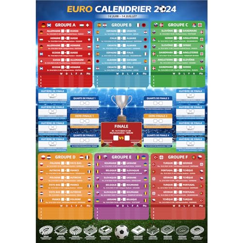 AhfuLife Euro-Fußballkalender 2024, 1 Wandkalender für Euro-Meisterschaft 2024 – A1 Fußballposter – enthält 24 Länder Gruppenphase und Finalergebnisse für Fußballfans AhfuLife Euro-Fußballkalender 2024, 1 Wandkalender für Euro-Meisterschaft 2024 – A1 Fußballposter – enthält 24 Länder Gruppenphase und Finalergebnisse für Fußballfans von AhfuLife