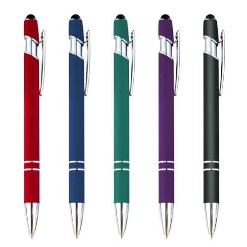 AhhiAboo 5 Stück Kugelschreiber mit Touchpen - 1,0 mm Metallstift mit Schwarz Tinte Stylus-Stift für Touchscreens - Druckkugelschreiber für Studenten Freunde Kollegen, Kumpel und Familie (Mehrfarbig) von AhhiAboo