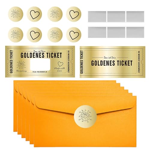 AhhiAboo 6 Stück Golden Ticket Scratch Off Karte - Golden Ticket, Personalisierte Rubbelkarte mit Umschlägen - Geburtstagsüberraschung Reveal Card Reisegutschein für Freundin, Kind und Eltern AhhiAboo 6 Stück Golden Ticket Scratch Off Karte - Golden Ticket, Personalisierte Rubbelkarte mit Umschlägen - Geburtstagsüberraschung Reveal Card Reisegutschein für Freundin, Kind und Eltern von AhhiAboo